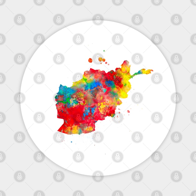 Afghanistan Watercolor Map Painting - Red Magnet by Miao Miao Design